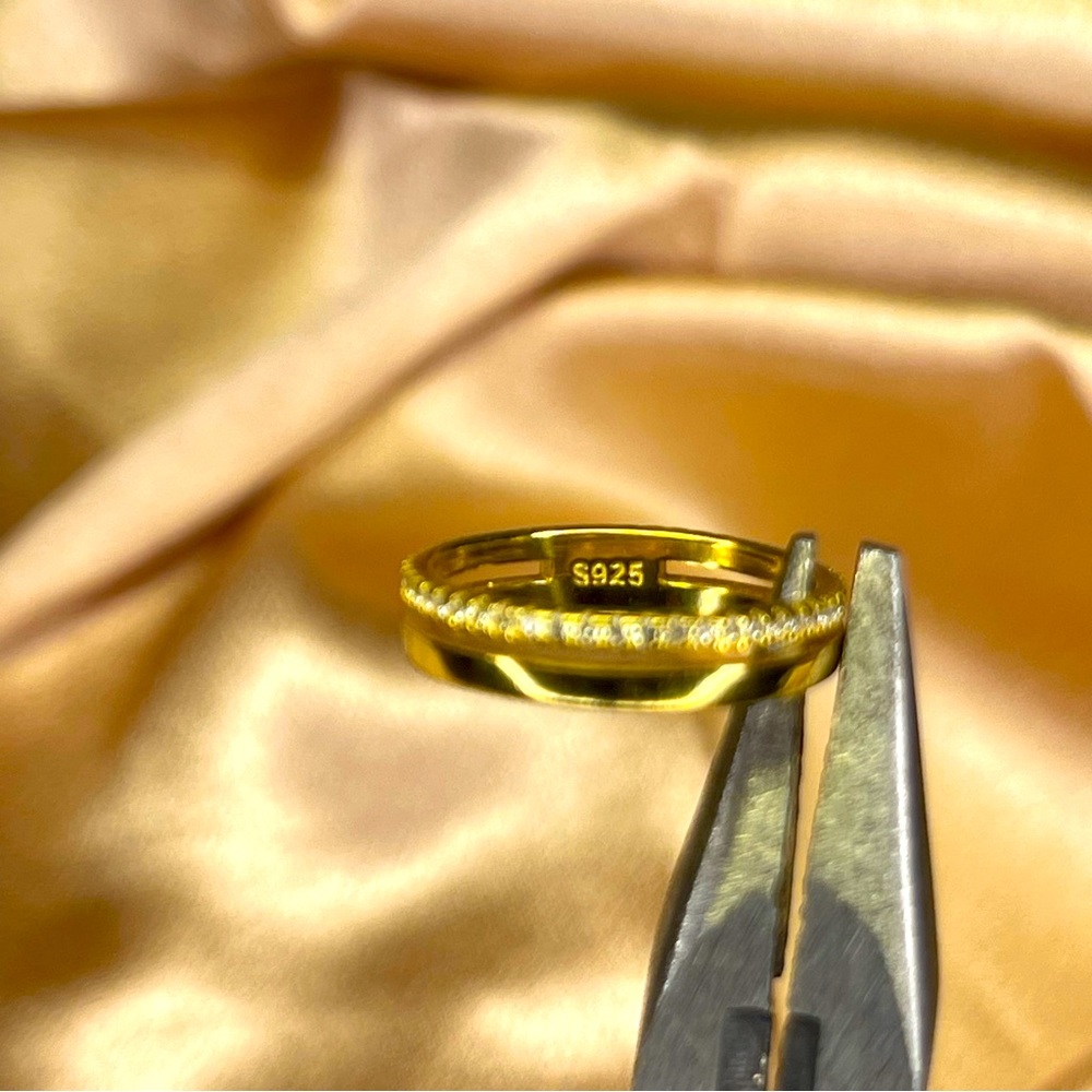Gold S925 Double Eternity & Solid Band - Picture 3 of 3